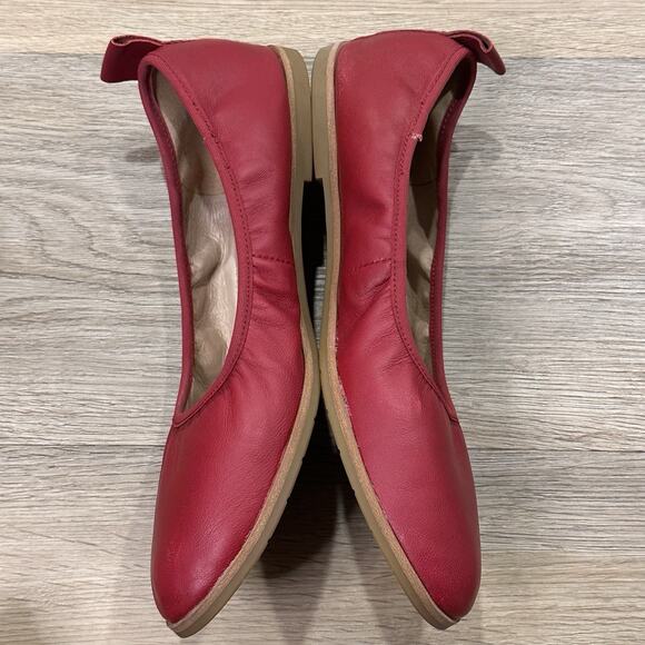 Eileen Fisher Ballet Flats Women’s 7 Notion Cranberry Red Leather Chic Preppy - Picture 6 of 9